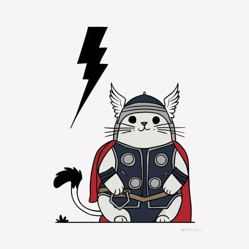 cat Thor superhero lightning bolt cartoon cute costume Marvel Female T-Shirt