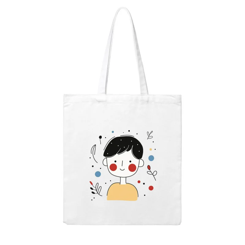 Whimsical Cartoon Illustration of a Cute Child Cotton Tote Bag
