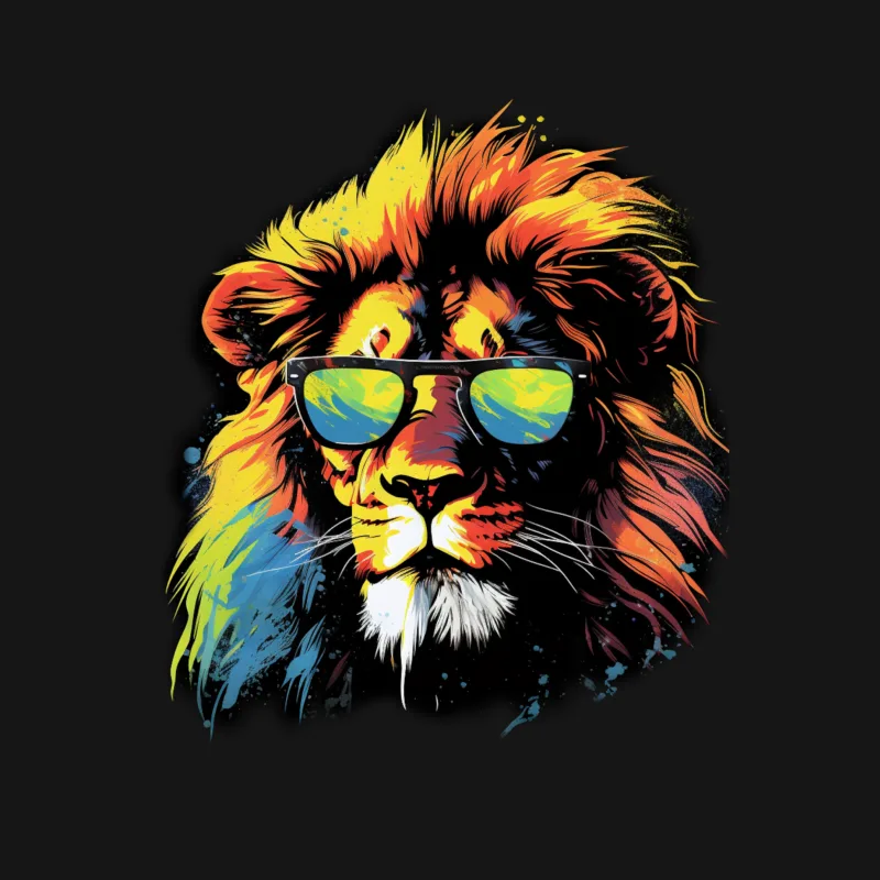 lion sunglasses colorful pop art animal portrait artistic cool vibran Female T-Shirt