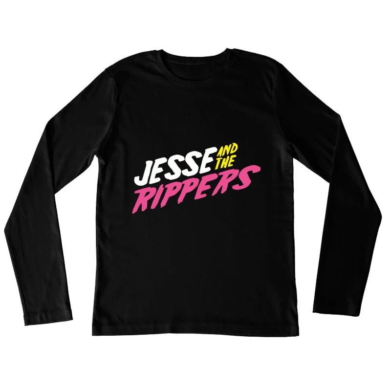 Pink and Yellow "And The Rippers" Retro Logo Design Female Long Sleeve T-Shirt