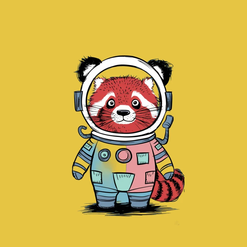 red panda astronaut space suit cartoon illustration cute animal character Female T-Shirt