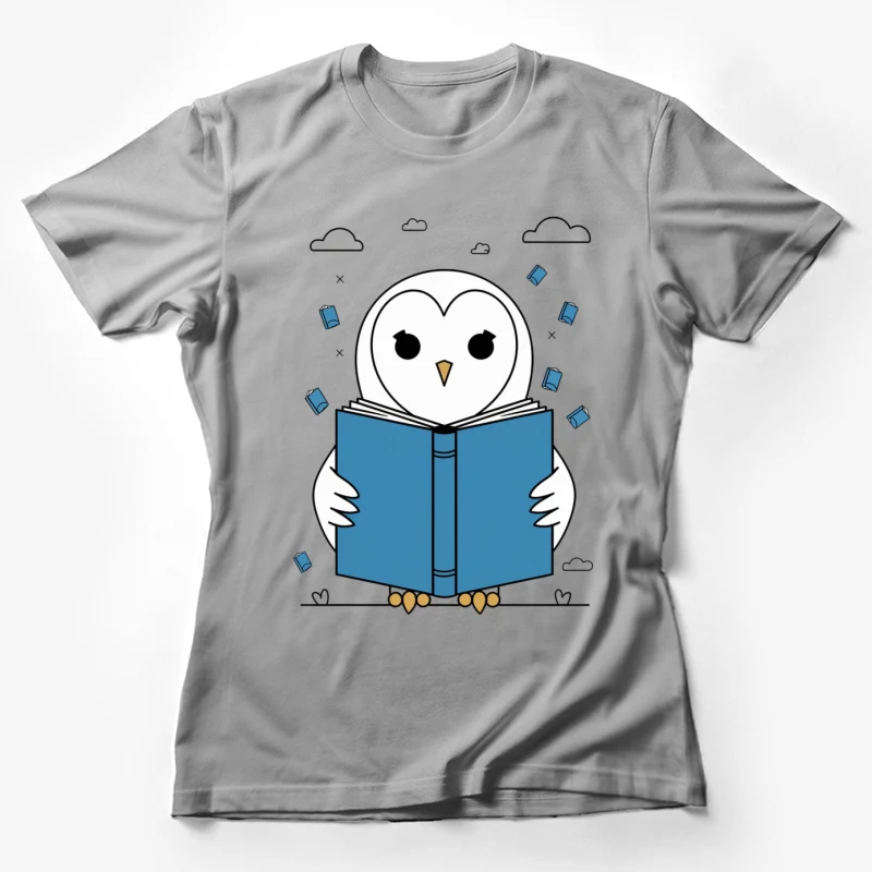 owl reading book education cartoon cute learnin Female T-Shirt