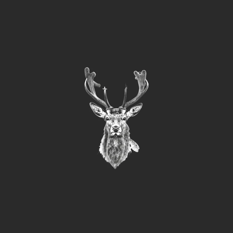 Majestic Deer Portrait: Wildlife Sketch in Black and White Baseball Cap