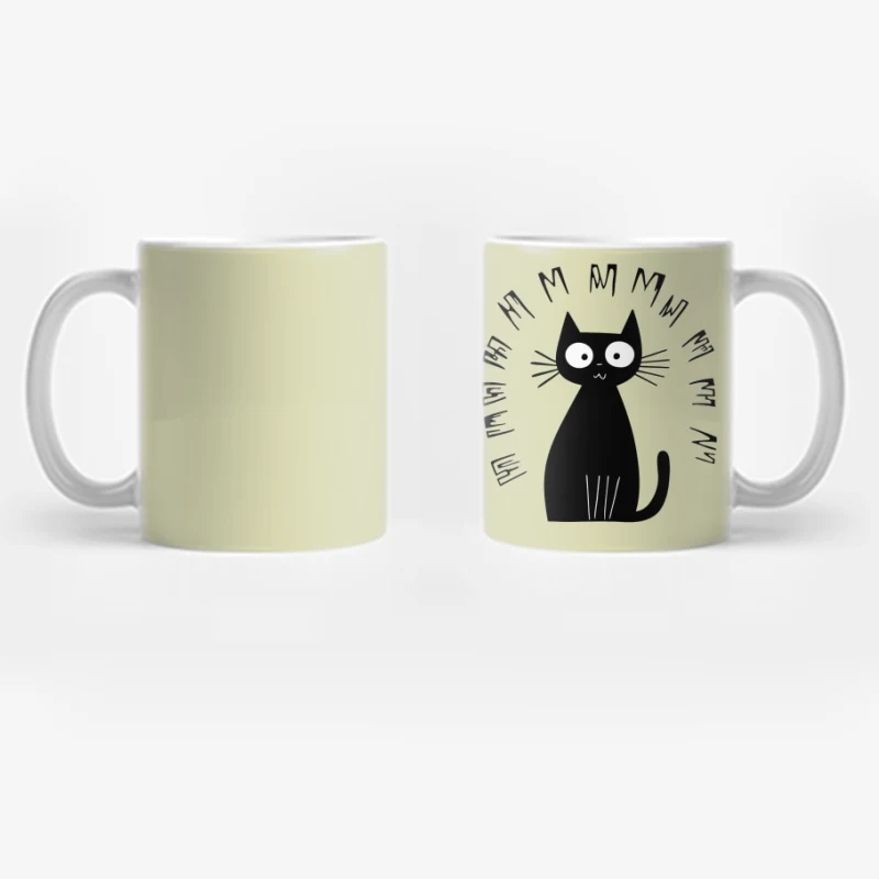 Minimalist Black Cat Cartoon with Sound Effect Meme Coffee Mug