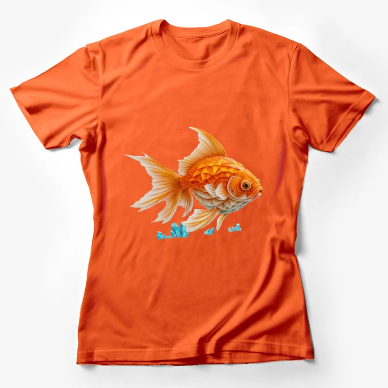 oldfish fish aquarium crystals cartoon illustration orange 3D Female T-Shirt