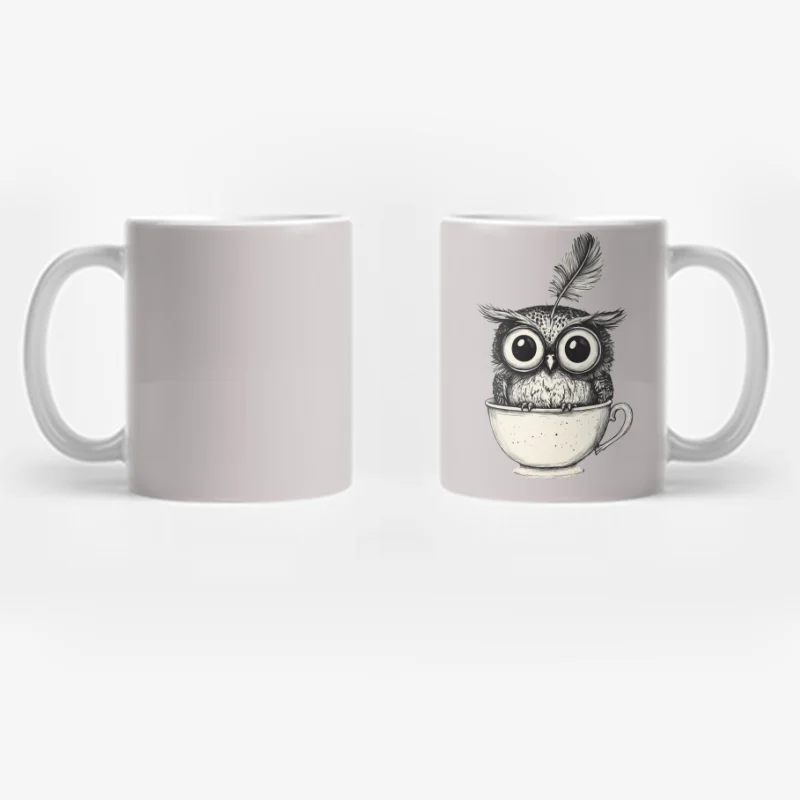 Whimsical Owl in Teacup Illustration Coffee Mug
