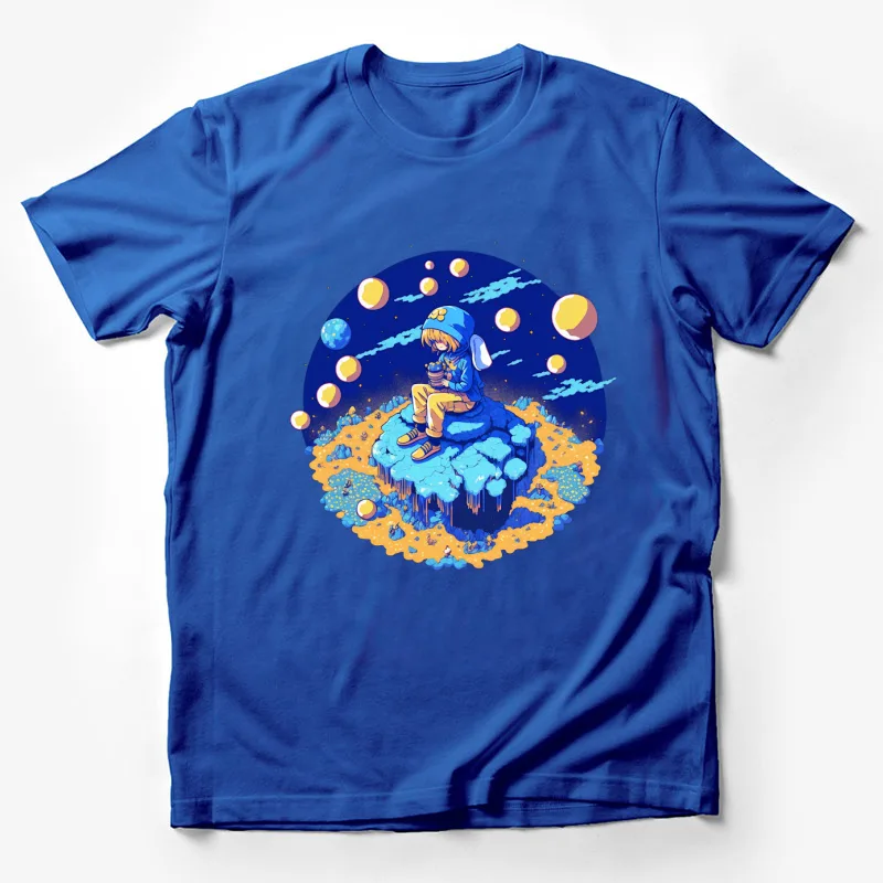 Space planets cartoon colorful fantasy cosmic illustration Male T-Shirt