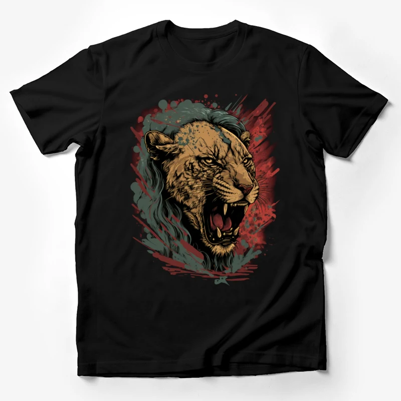 Lioness roar fierce wildlife illustration artistic aggressive predator Male T-Shirt