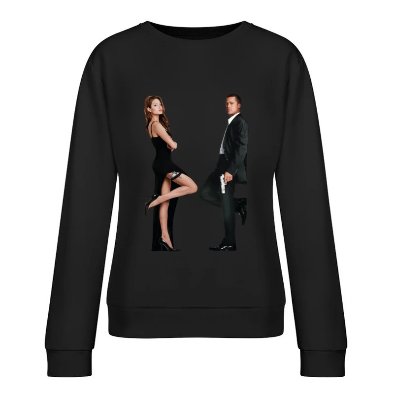 Glamorous Couple in Formal Attire for Action Movie Female Pullover Sweatshirt