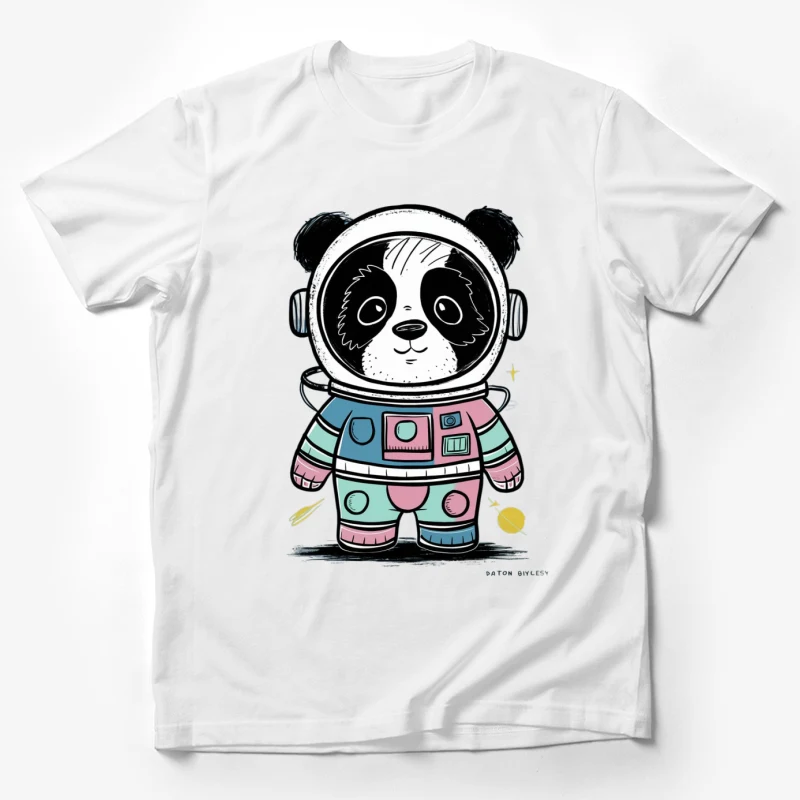 panda astronaut cartoon space suit cute illustration colorful whimsical Male T-Shirt