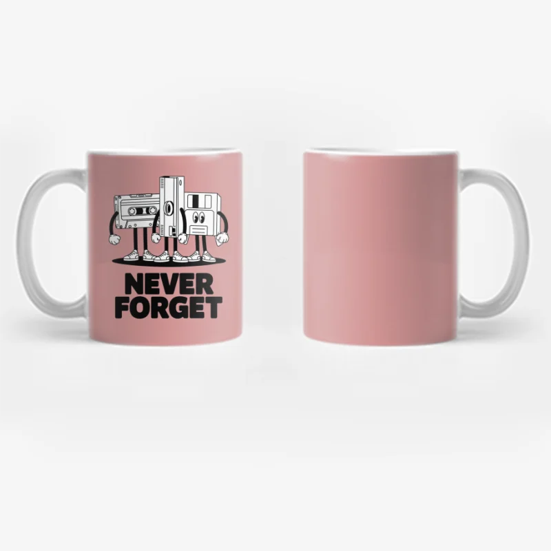 Nostalgic Retro Storage Devices Cartoon Illustration Coffee Mug