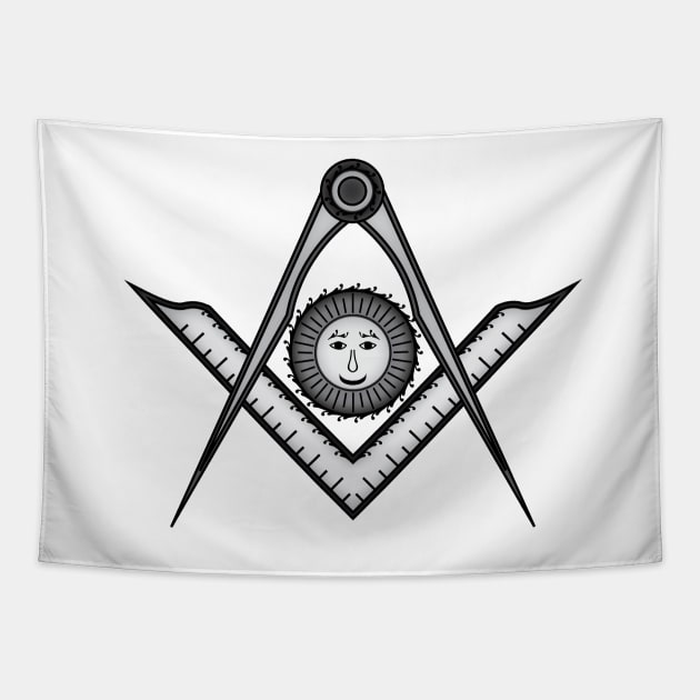 Square, compass and sun - Masonic symbol of Senior Deacon for Blue Lodge Freemasonry Tapestry by NxtArt