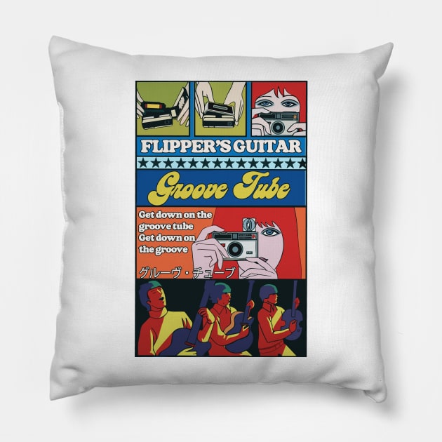 Flipper's Guitar -- Original Fan Artwork Pillow by unknown_pleasures