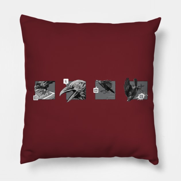 Social Raven Story Pillow by CoffeeBlack