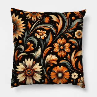 Orange Floral motif Pillow