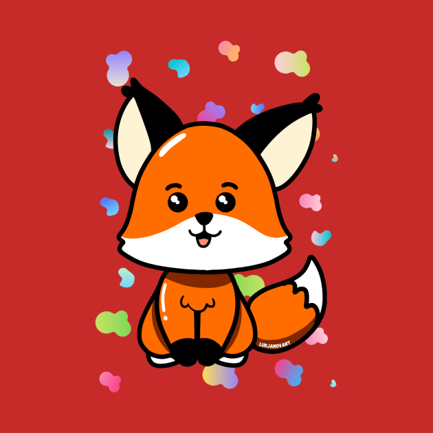 Super cute fun adorable small baby fox cub by LukjanovArt