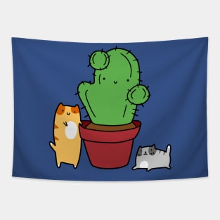 Cactus and Tabby Cats Tapestry