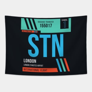 London (STN) Airport Code Baggage Tag Tapestry