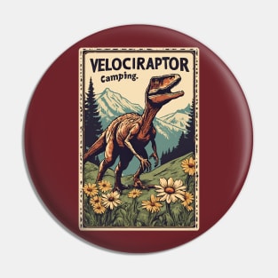 Velociraptor Dinosaur in the Prehistoric World Camping Lover Pin