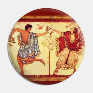 ETRUSCAN DANCERS Antique Tarquinia Fresco Pin