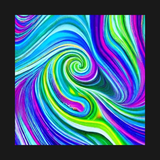 Blue and Green Abstract Paint Swirls by ZesTees