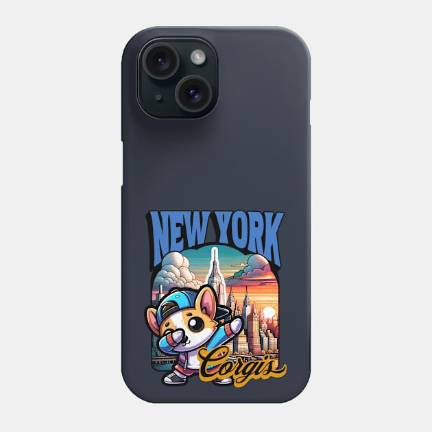 New York Funny Corgi Dabbing Phone Case by alcoshirts