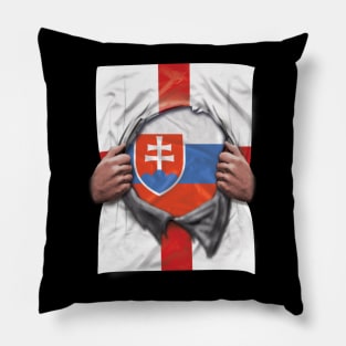 Slovakia Flag English Flag Ripped Open - Gift for Slovakian From Slovakia Pillow