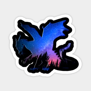 Dragon Cosmic Space Forest Magnet