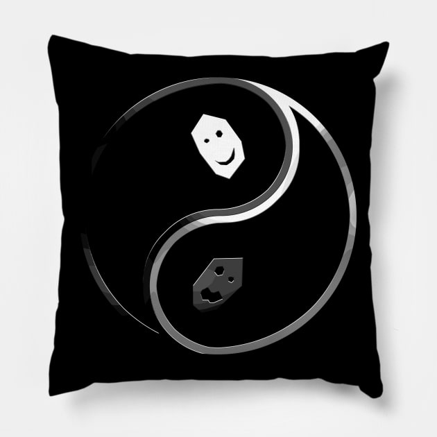 Neo Yin Yang - alternate - grayscale Pillow by CCDesign