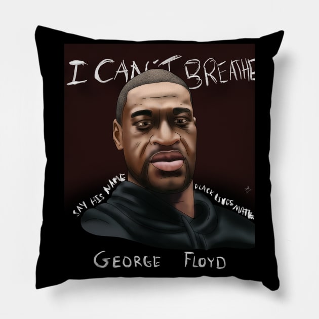 In Loving Memory of George Floyd Pillow by Danispolez_illustrations