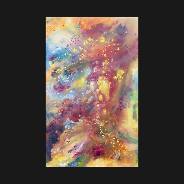 Abstract Galaxy Painting in Red, Yellow, and Rainbow by HRothstein