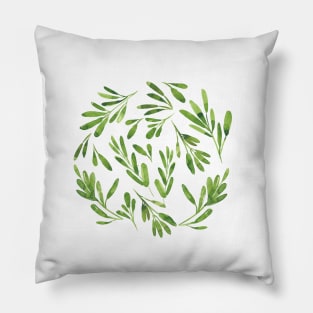 Small Green Leaves Pattern Pillow