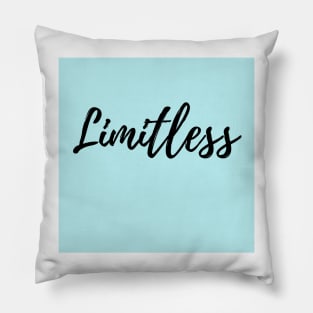 The Word Limitless - Explore your Possibilities - Blue Background Pillow