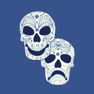 Cyan Comedy-Tragedy Muertos T-Shirt