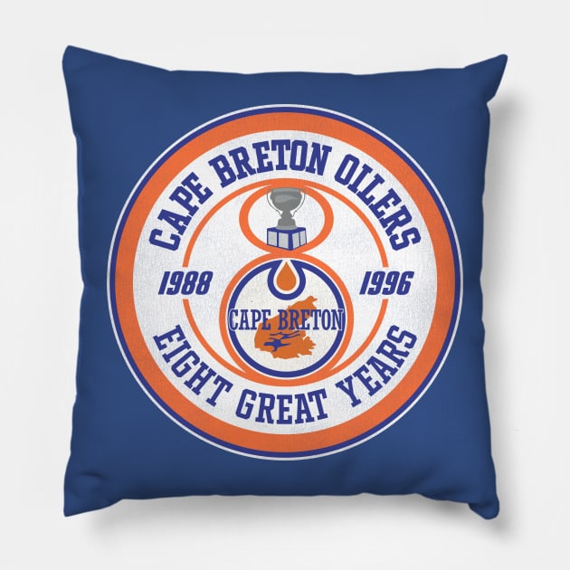 Defunct Cape Breton Oilers '8 Great Years' Hockey Team Pillow by Defunctland