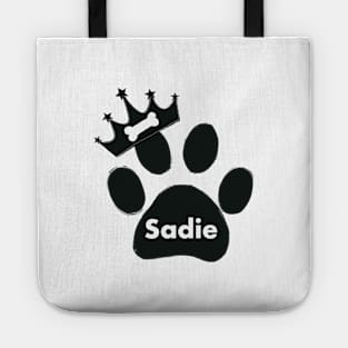 Sadie name made of hand drawn paw prints Tote