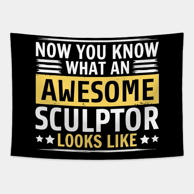 Funny Sculptor Tapestry by White Martian