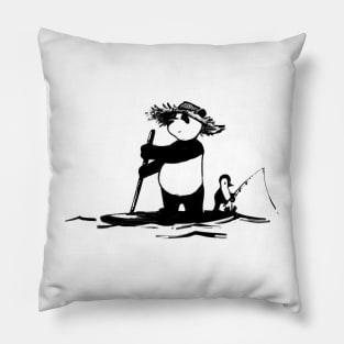 Paddle boarding Panda & Penguin Pillow