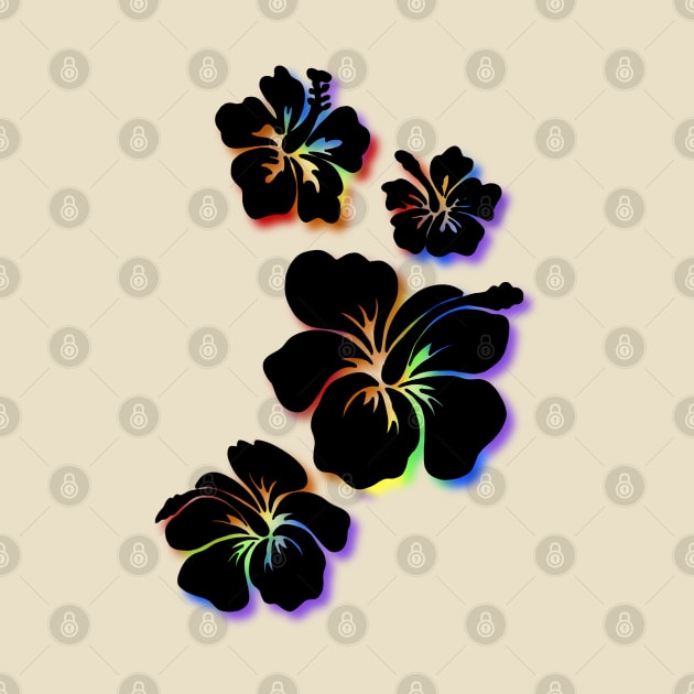 Hibiscus black with rainbow accents by Danispolez_illustrations