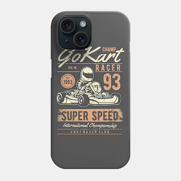 Go Kart Racer Vintage Design Phone Case by Jarecrow 