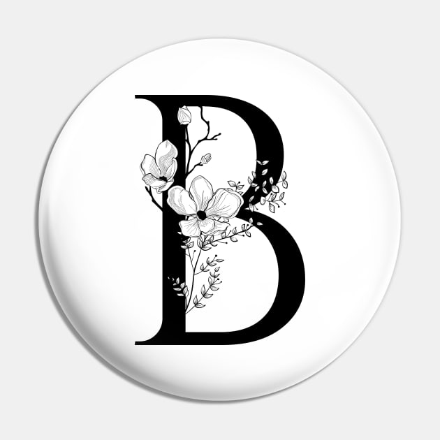 Letter B Monogram - Floral Initial Pin by ZenNature