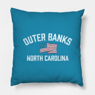 Outer Banks OBX - North Carolina - American Flag Pillow