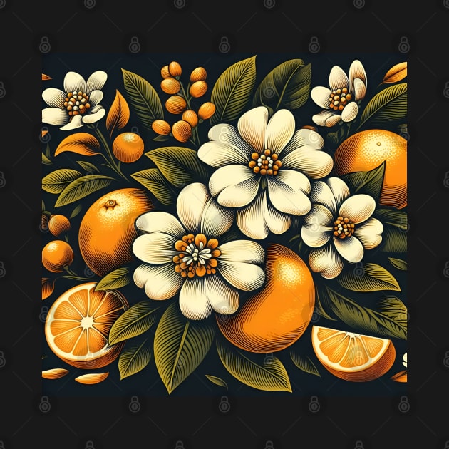 Orange Floral Illustration by Jenni Arts