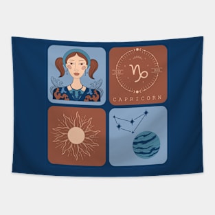 Capricorn Astrological Signs Pattern Tapestry