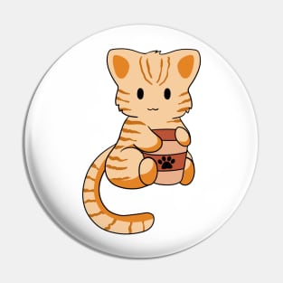 Orange Tabby Cat with Coffee Pin