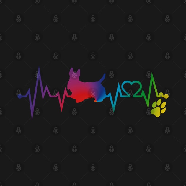 Scottish Terrier  Colorful Heartbeat, Heart & Dog Paw by kimoufaster