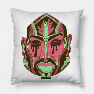 Pink Mint African Mask No 9 Pillow