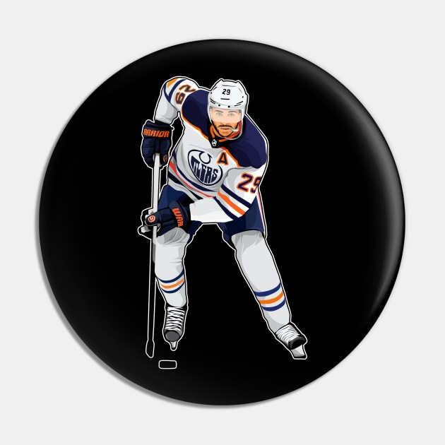 Leon Draisaitl #29 Skates The Puck Pin by RunAndGow