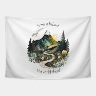 Home Is Behind, the World Ahead - Lonely Mountain - Watercolor Art - White - Fantasy Tapestry