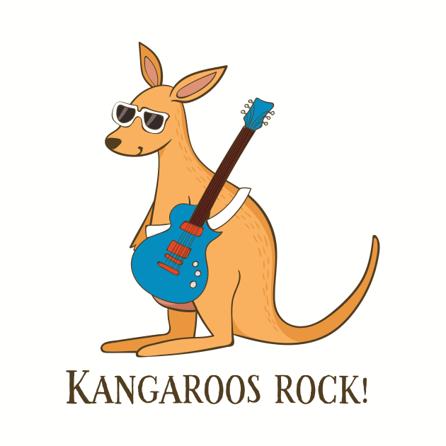 Kangaroos Rock, Funny Cute Kangaroo Australian by Dreamy Panda Designs
